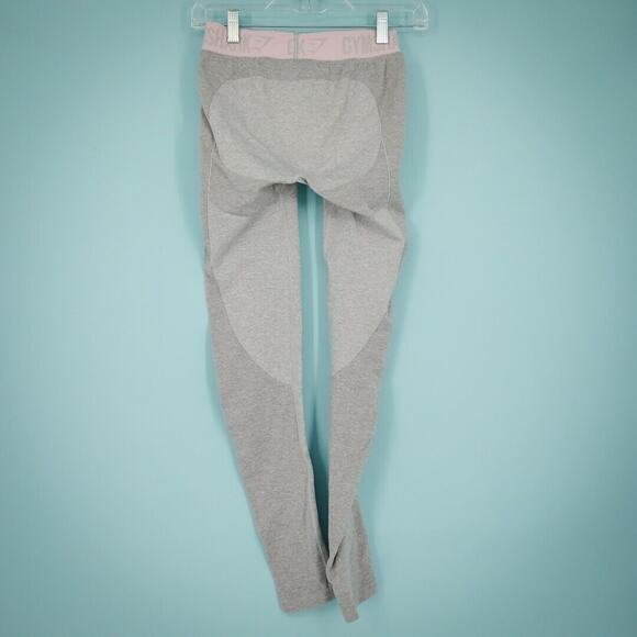 Gymshark Size Small S Gray Pink Trim Low Mid Waisted Active Athletic Leggings - Picture 3 of 5